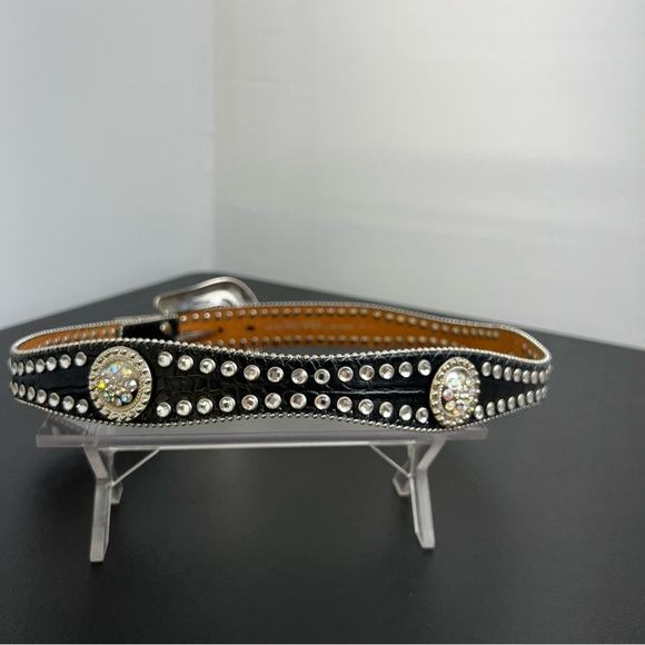 Blazin Roxx Western Womens Belt Gator Scalloped Rhinestone Black N3512001 - Picture 5 of 11